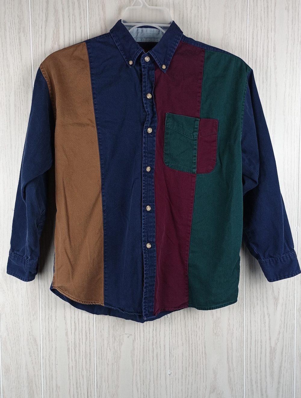 Vintage Coliseum Classic Color Block Button Up X-Large youth? button down read.